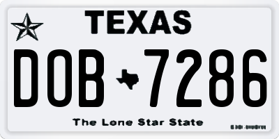 TX license plate DOB7286