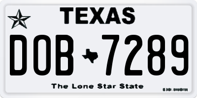 TX license plate DOB7289