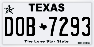 TX license plate DOB7293
