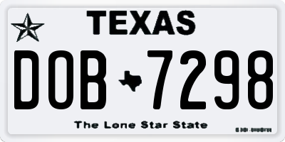TX license plate DOB7298