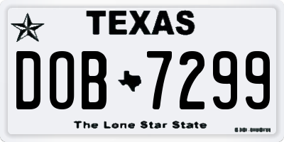 TX license plate DOB7299