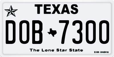 TX license plate DOB7300