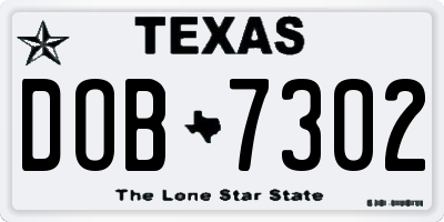 TX license plate DOB7302