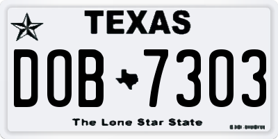 TX license plate DOB7303