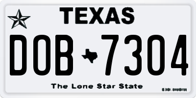TX license plate DOB7304
