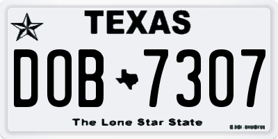 TX license plate DOB7307