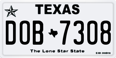 TX license plate DOB7308