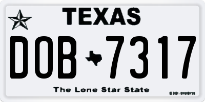 TX license plate DOB7317