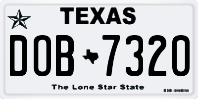 TX license plate DOB7320