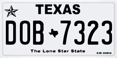 TX license plate DOB7323