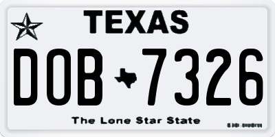TX license plate DOB7326