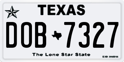 TX license plate DOB7327