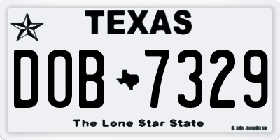 TX license plate DOB7329