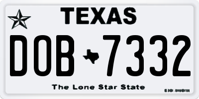 TX license plate DOB7332