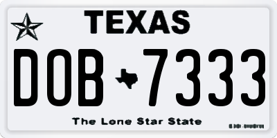 TX license plate DOB7333