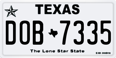 TX license plate DOB7335