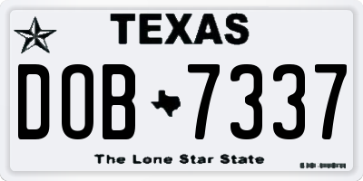 TX license plate DOB7337