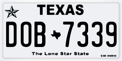 TX license plate DOB7339