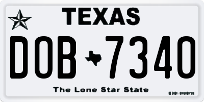 TX license plate DOB7340