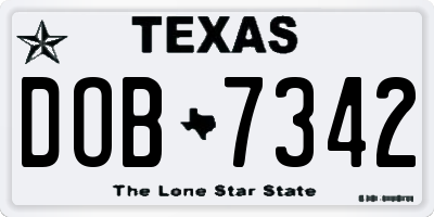 TX license plate DOB7342