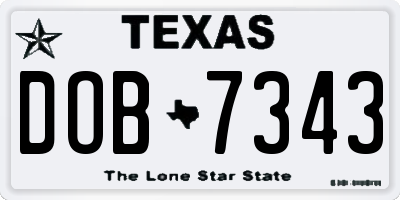 TX license plate DOB7343
