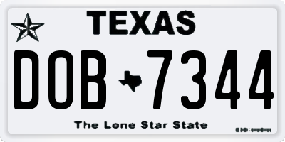 TX license plate DOB7344