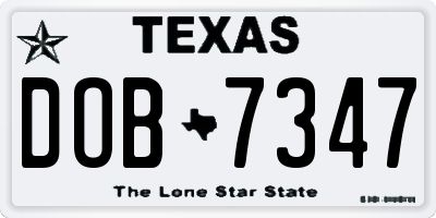 TX license plate DOB7347