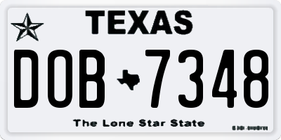 TX license plate DOB7348