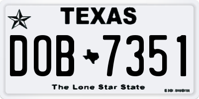 TX license plate DOB7351