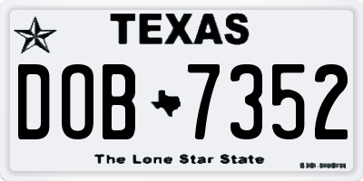 TX license plate DOB7352