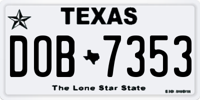TX license plate DOB7353