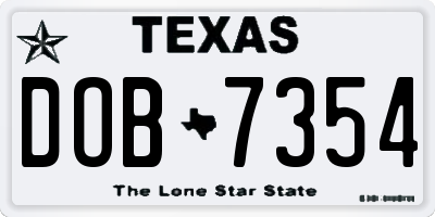 TX license plate DOB7354