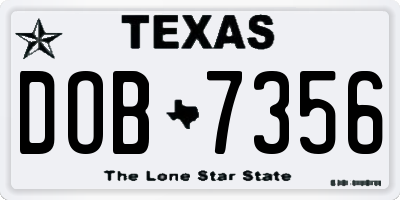 TX license plate DOB7356
