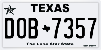 TX license plate DOB7357