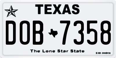 TX license plate DOB7358