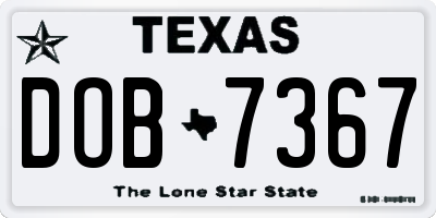 TX license plate DOB7367