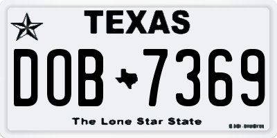 TX license plate DOB7369