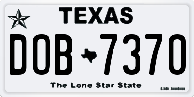 TX license plate DOB7370