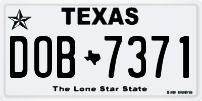 TX license plate DOB7371