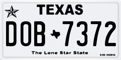 TX license plate DOB7372