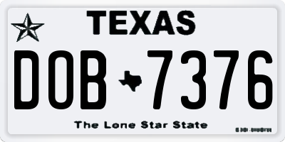 TX license plate DOB7376