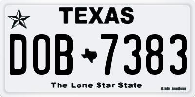 TX license plate DOB7383