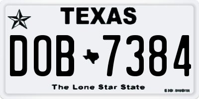 TX license plate DOB7384