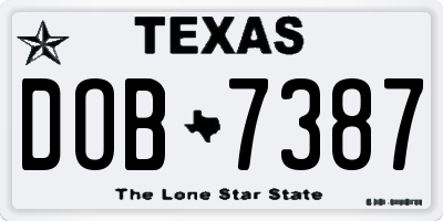 TX license plate DOB7387