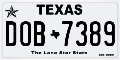 TX license plate DOB7389