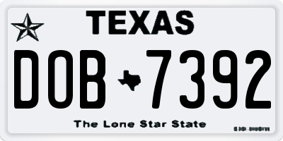 TX license plate DOB7392