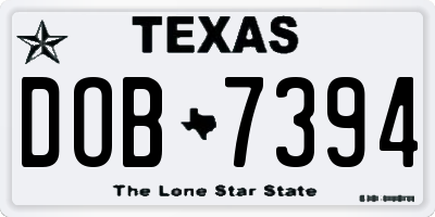 TX license plate DOB7394