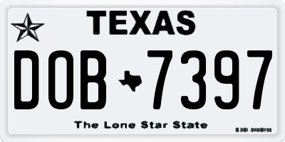 TX license plate DOB7397
