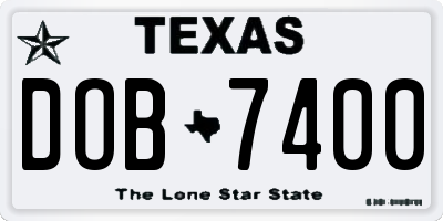 TX license plate DOB7400