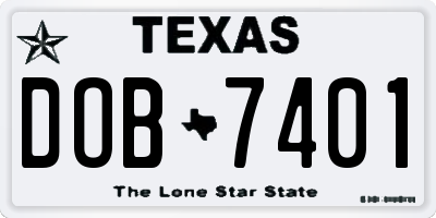 TX license plate DOB7401